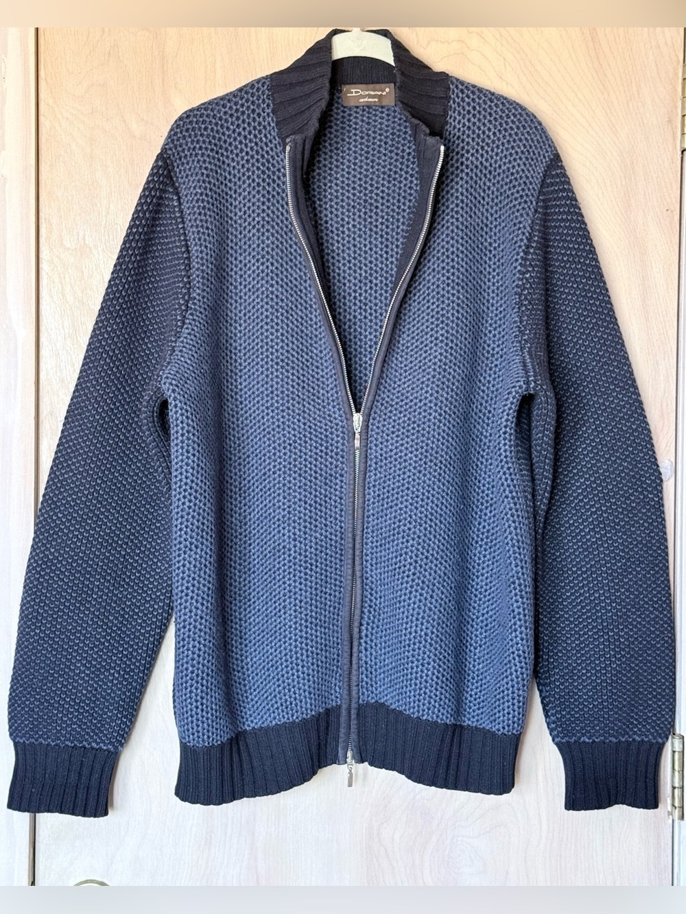 Doriani 100% Cashmere Full Zip Sweater Italy Blue/Black Men’s XXL 56 Luxury - Picture 5 of 14